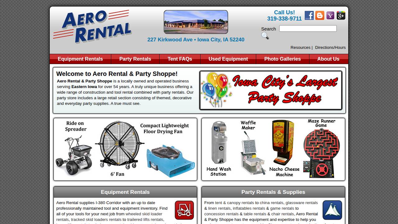 Aero Rental INC website screenshot
