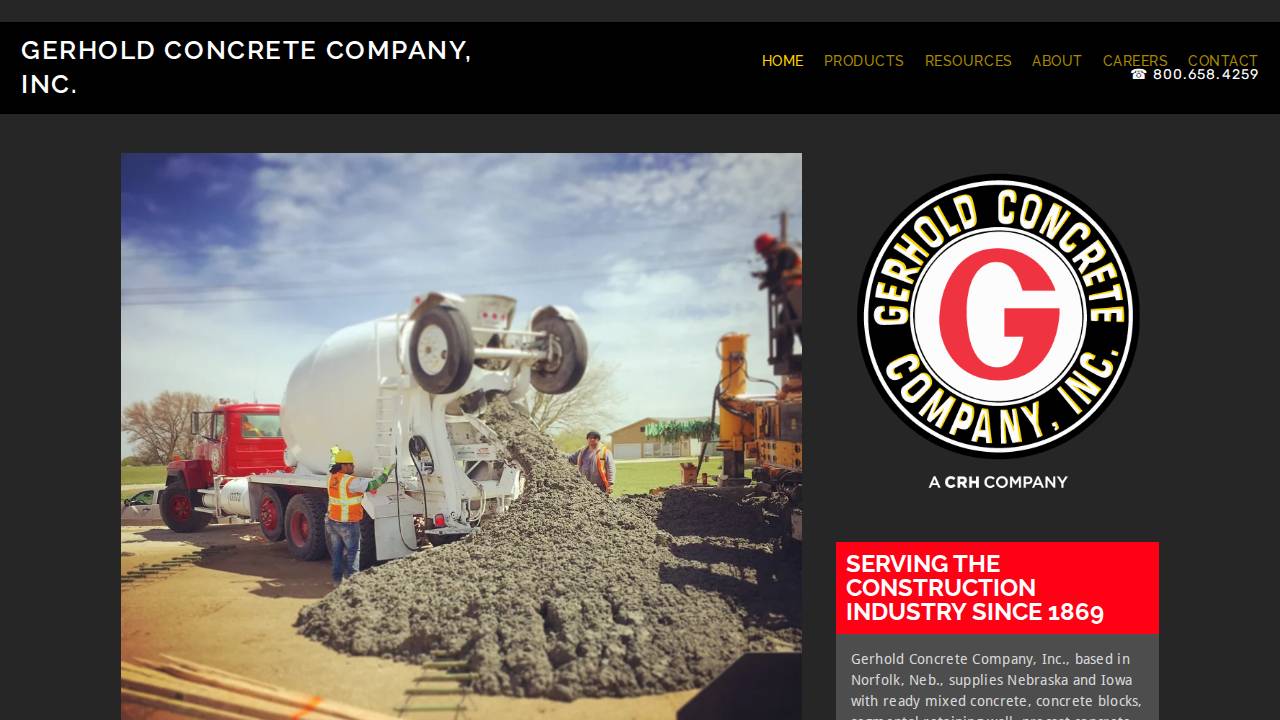 Gerhold Concrete Company, Gerhold Concrete CO website screenshot