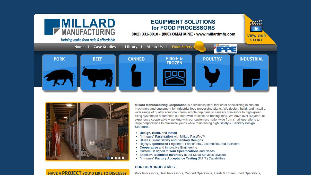 Millard Manufacturing Corp website screenshot