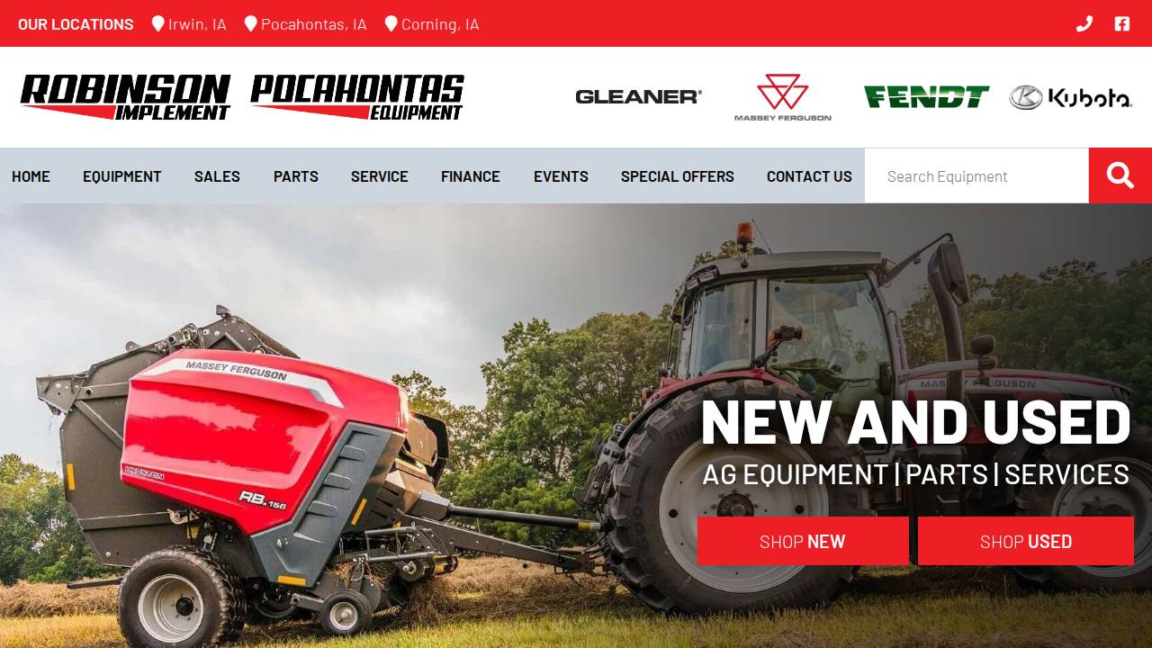 Robinson Implement INC website screenshot