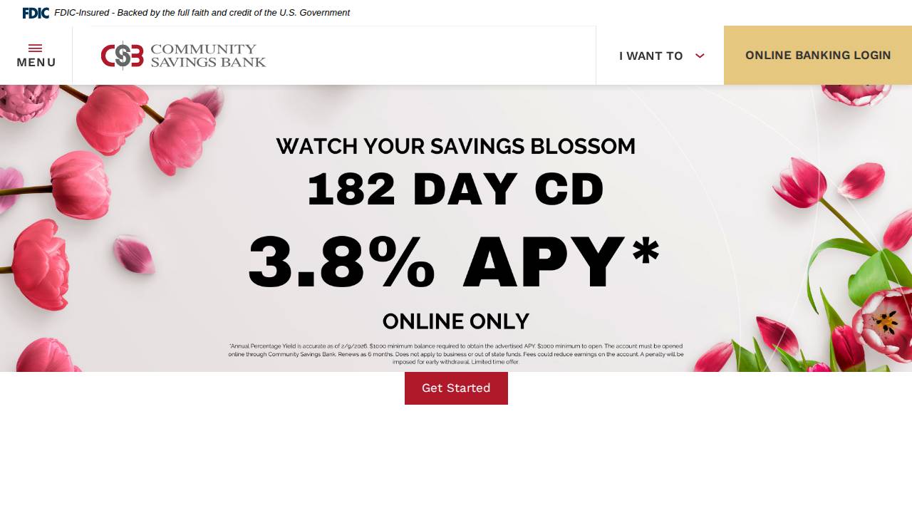 Community Savings Bank website screenshot