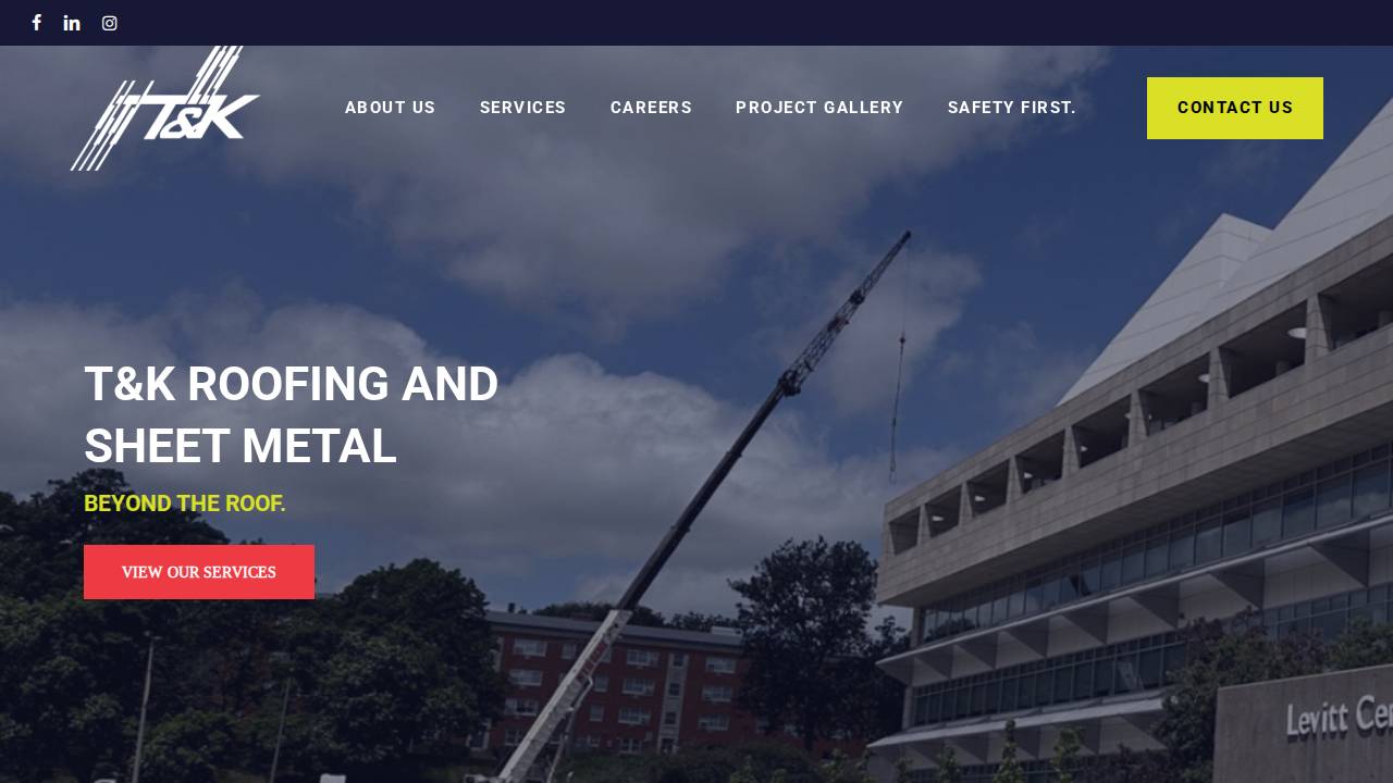 T & K Roofing Company INC website screenshot