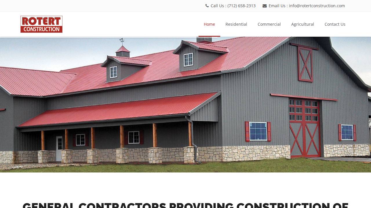 Rotert Construction INC website screenshot