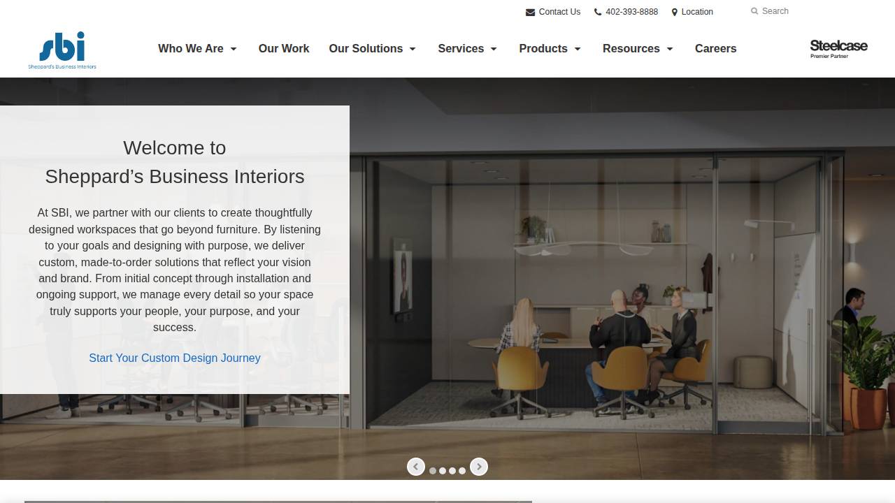 Sheppard's Business Interiors INC website screenshot