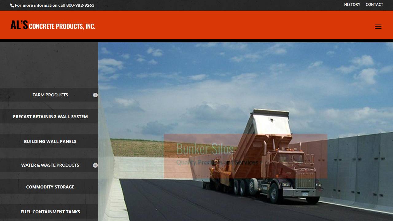Al's Concrete Products INC website screenshot