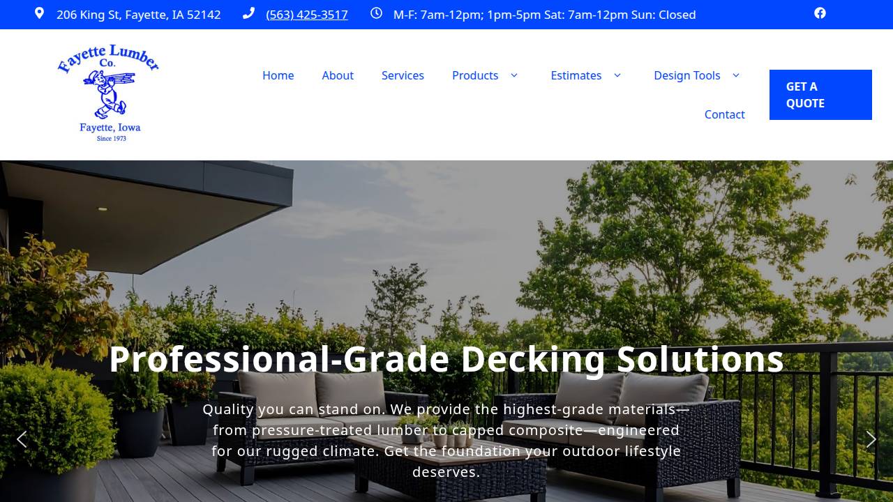 Fayette Lumber CO INC website screenshot