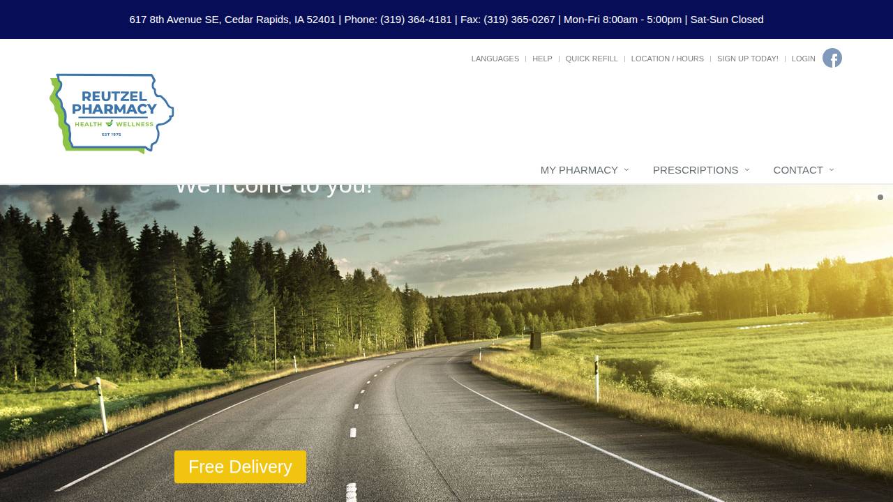 Reutzel Pharmacy INC website screenshot