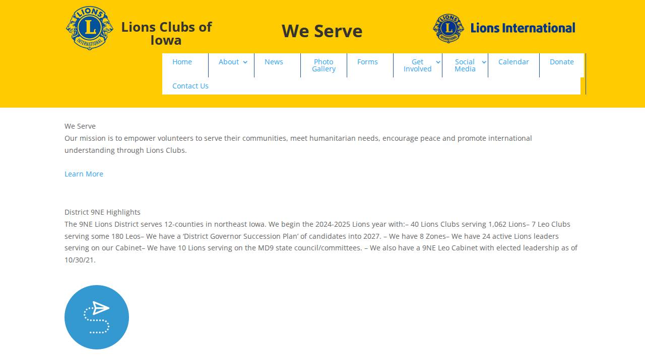 Fredericksburg Lions Club website screenshot