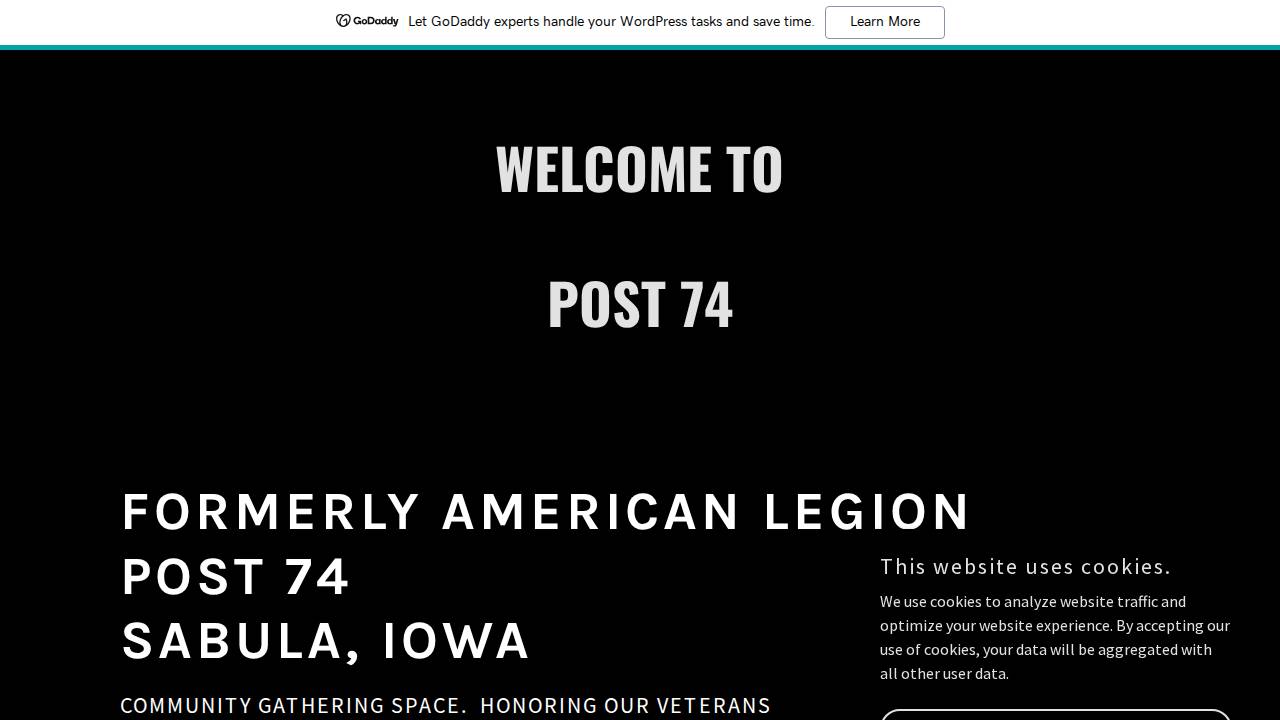 American Legion Post, American Legion Post #74 website screenshot