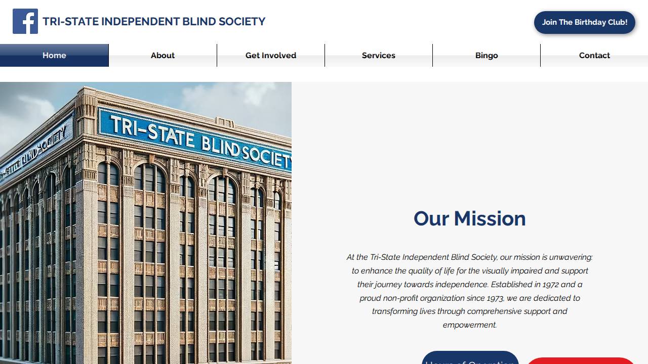 Tri-state Independent Blind Society, Tri-state Independent Blind Society, Inc. website screenshot