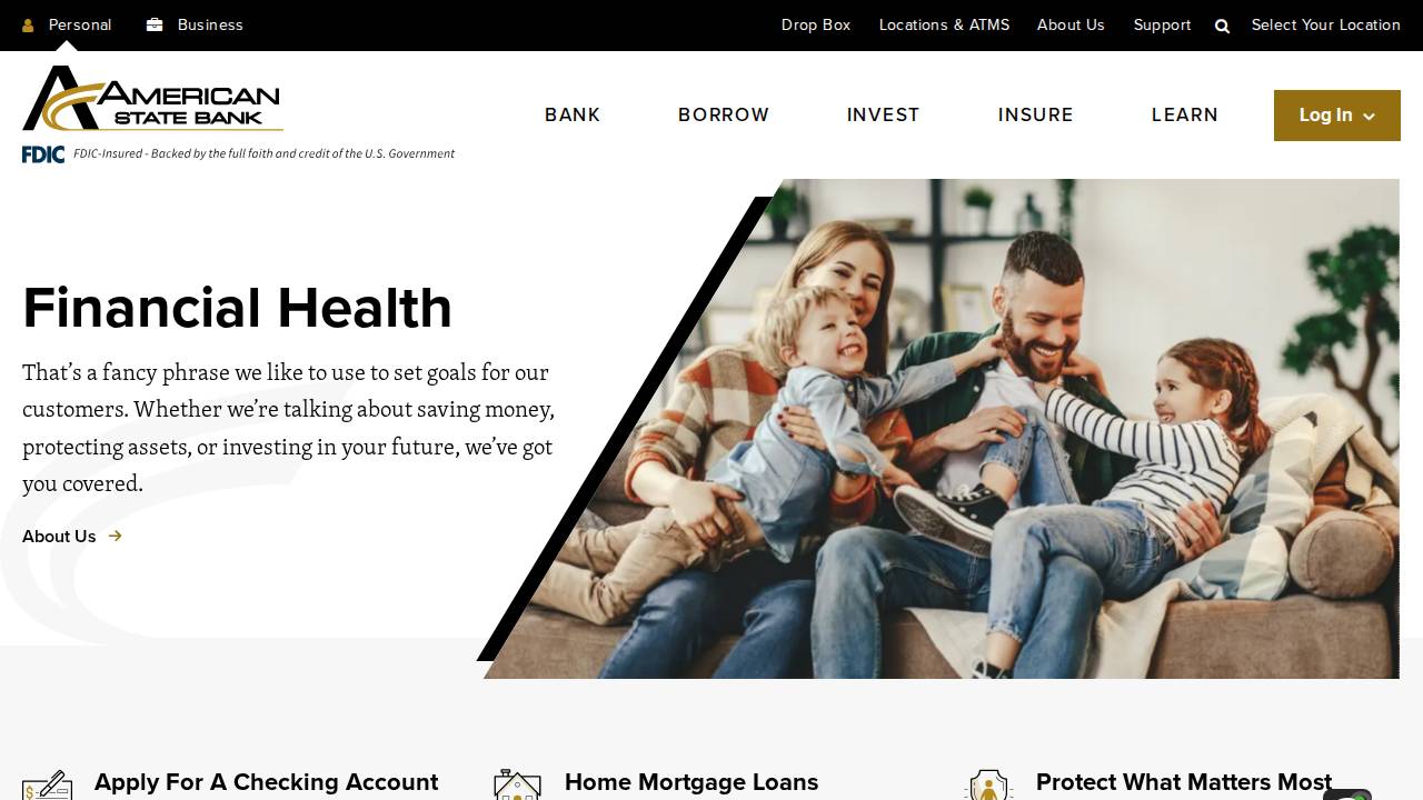 American State Bank website screenshot