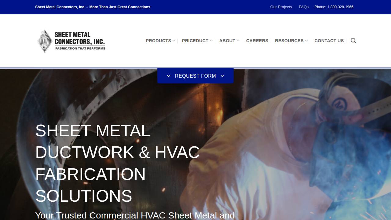 Sheet Metal Connectors INC website screenshot
