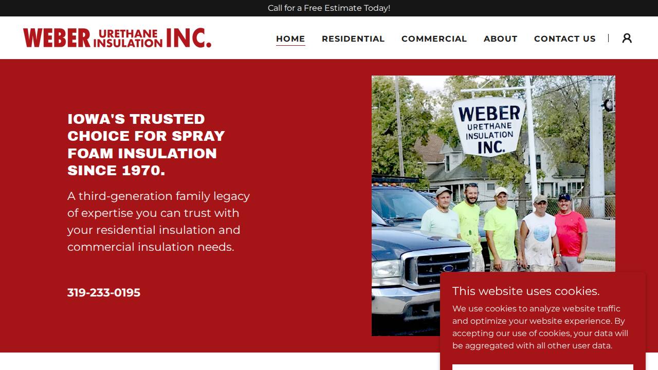 Weber Urethane Insulation INC website screenshot
