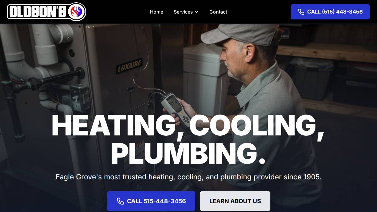 Oldson Plbg HTG & AIR Cond INC website screenshot