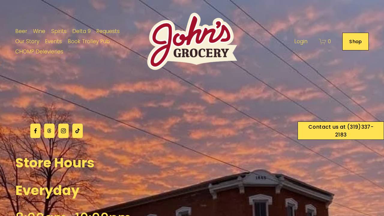 John's Grocery Inc, John's Grocery, Inc., John's Grocery website screenshot