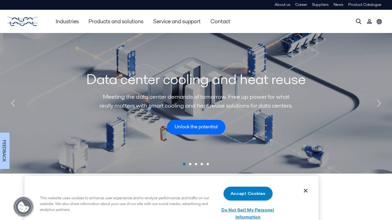 Alfa Laval Niagara Inc. website screenshot