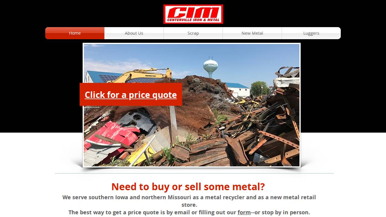 Centerville Iron & Metal INC website screenshot