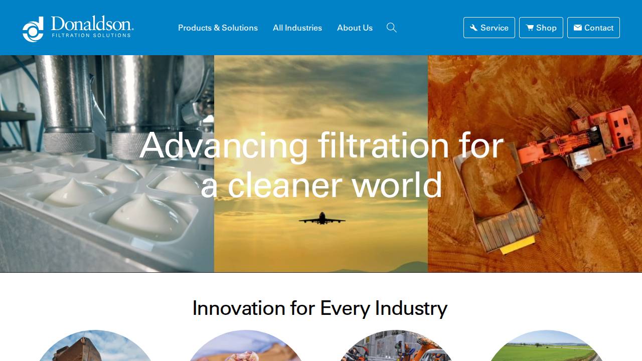 Donaldson Company INC website screenshot