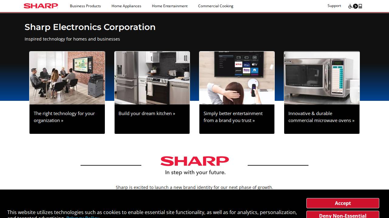 Sharp Electronics Corporation website screenshot