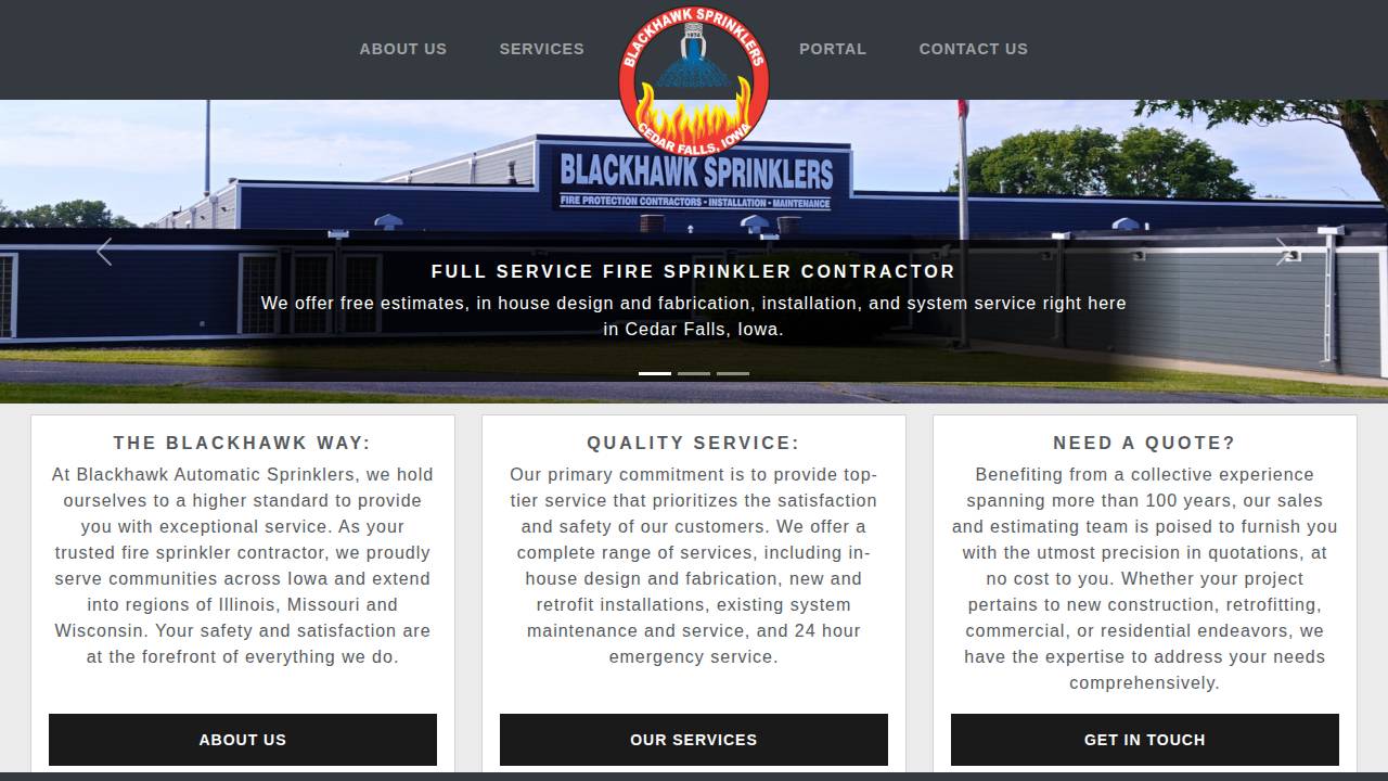 Blackhawk Auto Sprinklers Inc, Blackhawk Automatic Sprinklers website screenshot