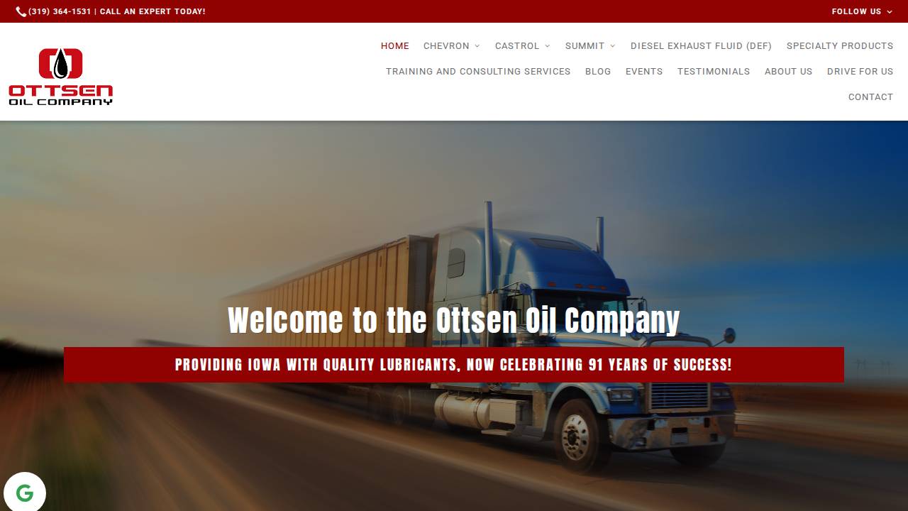 Robert E Carstensen Inc, Ottsen OIL CO INC website screenshot