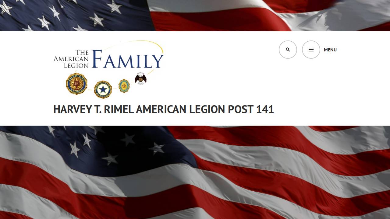 American Legn Harvey Rimel Post 141 website screenshot