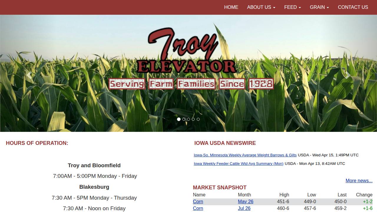 Troy Elevator INC website screenshot