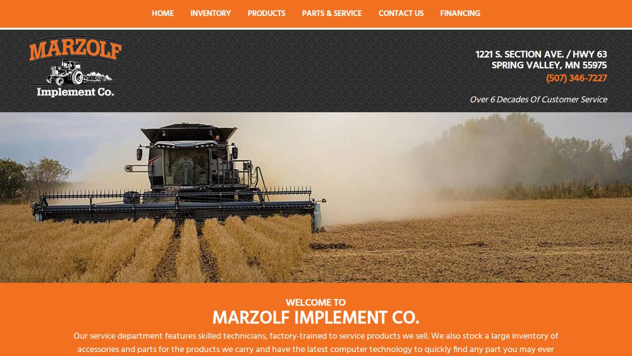 Marzolf Implement CO website screenshot