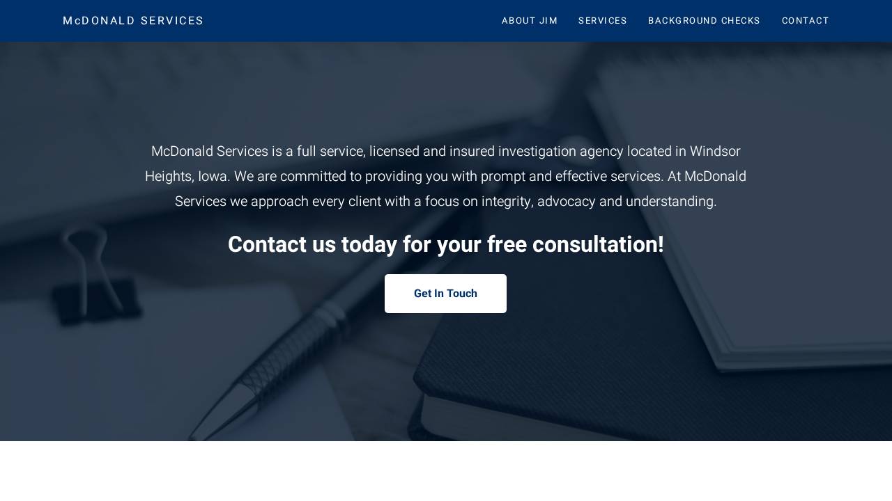 Mcdonald, James E; Mcdonald Services website screenshot