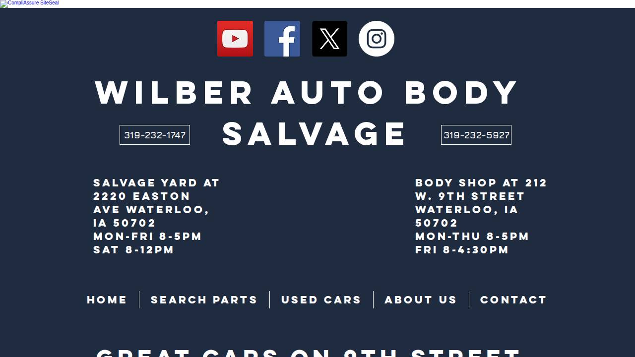 Wilber Auto Body & Sales INC website screenshot