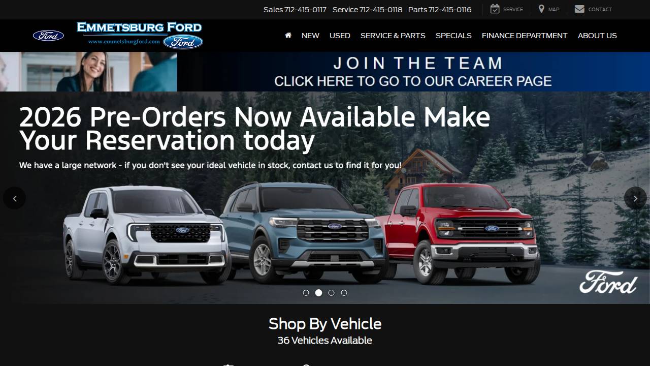 Emmetsburg Ford website screenshot