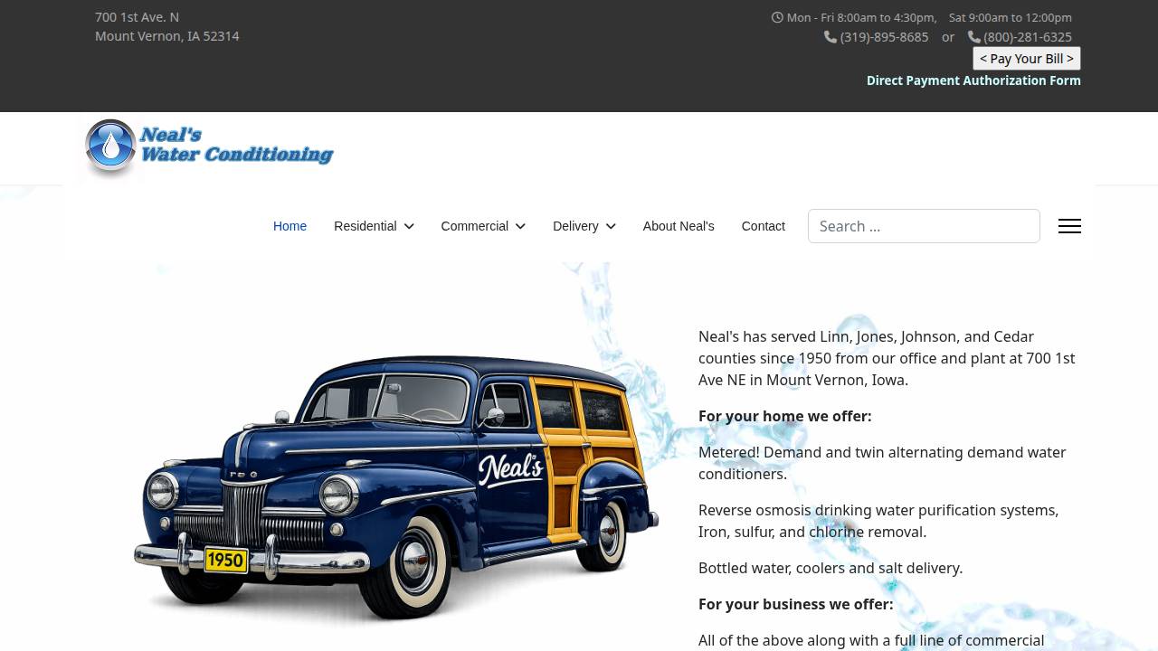 Neals Water Conditioning Service IN, Service INC website screenshot