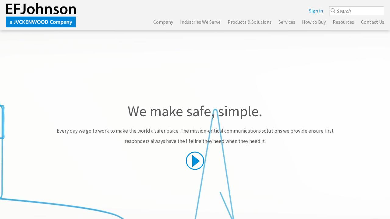 EF Johnson Company website screenshot