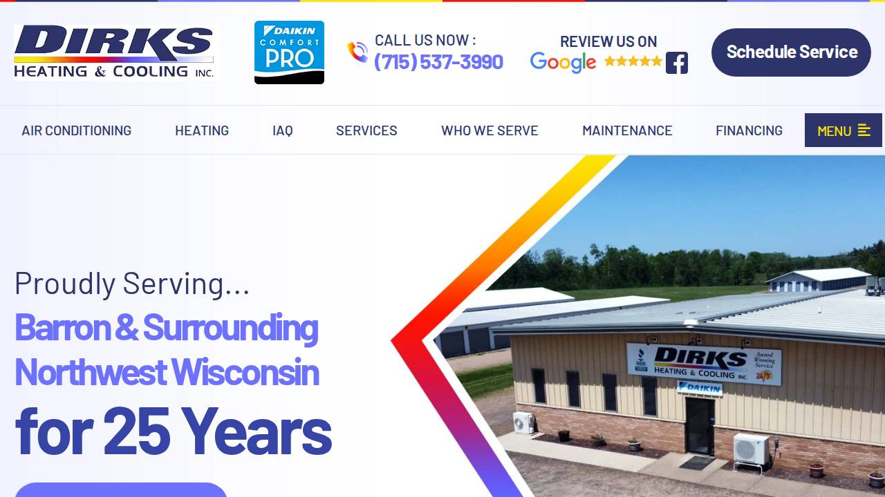 Dirks, Ronald M; RON Dirks Heating & Cooling website screenshot