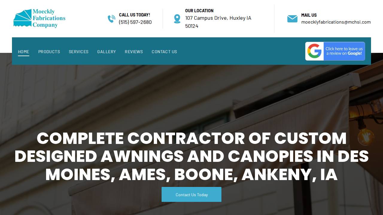 Moeckly, Dwight L; Moeckly Fabrications website screenshot