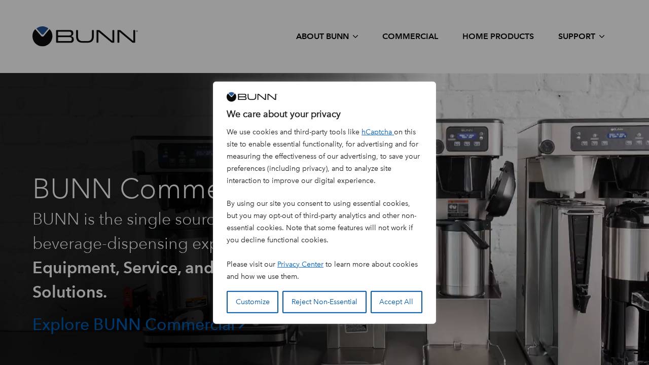 Bunn O Matic Corporation, Domestic Division website screenshot
