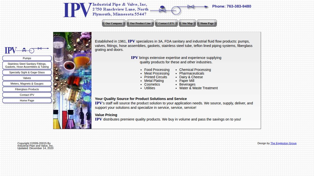 Industrial Pipe & Valve INC website screenshot