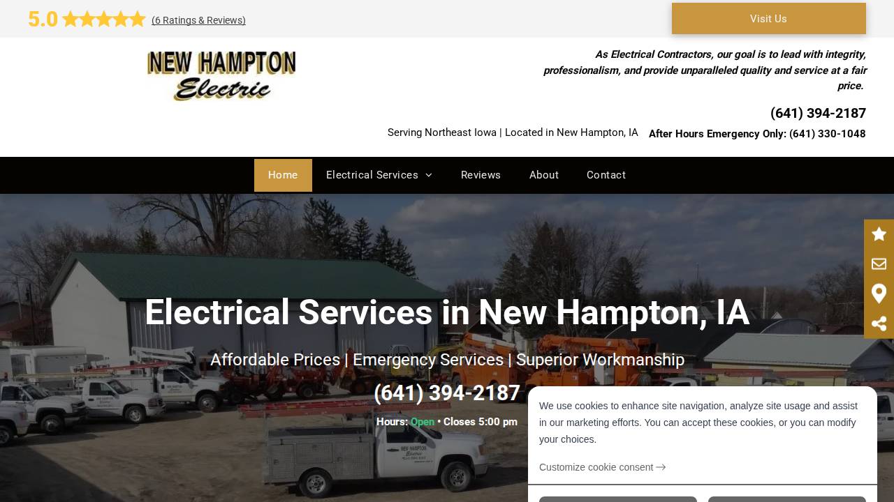 NEW Hampton Electric INC website screenshot