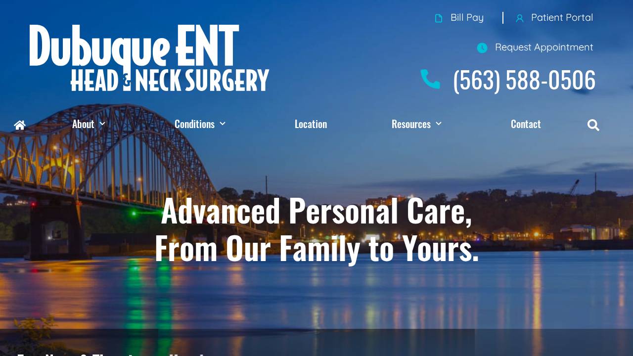 Dubuque ENT Head & Neck Surgery website screenshot