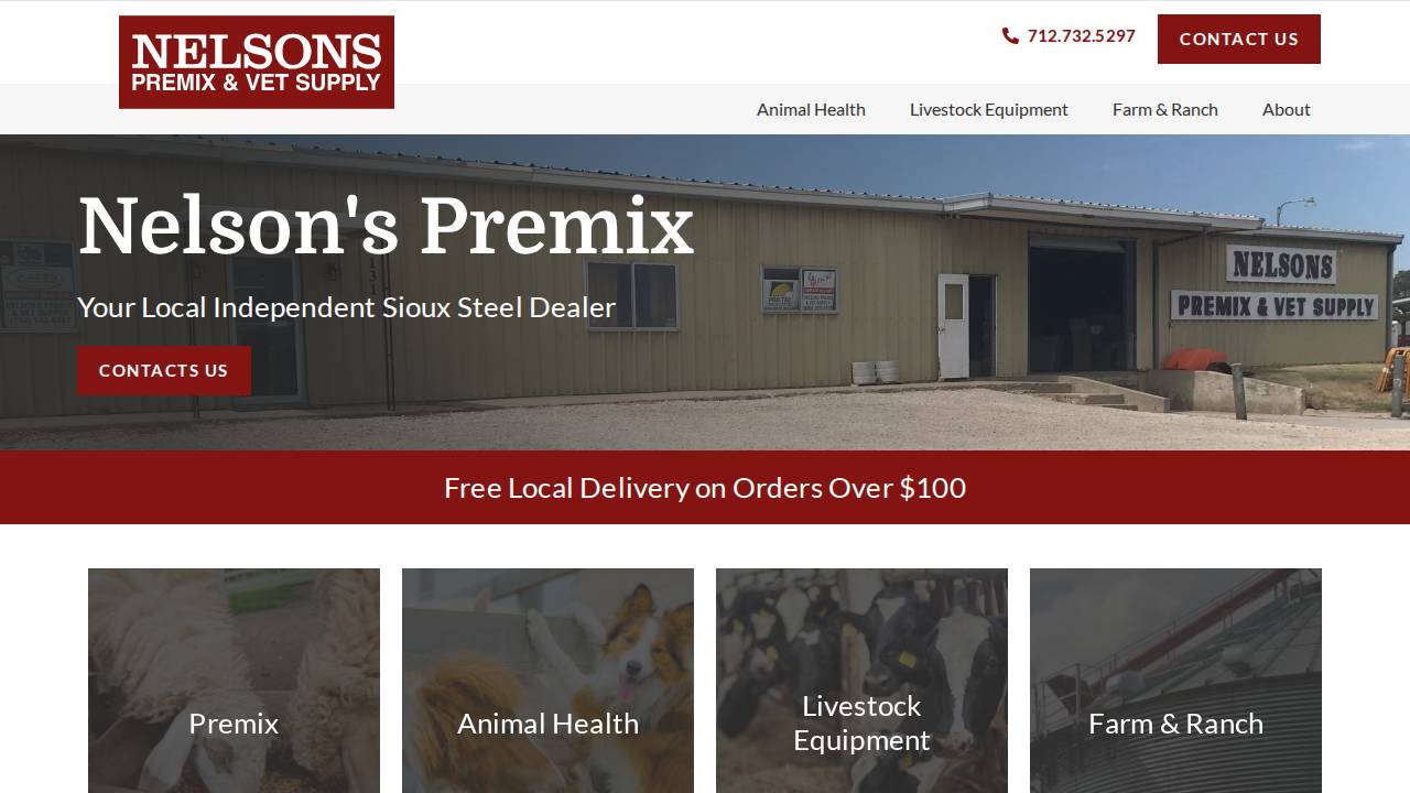 Nelsons VET Supply INC website screenshot