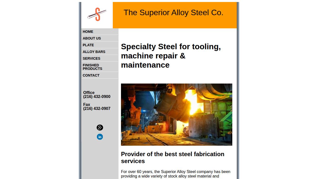 Superior Alley Steel CO website screenshot