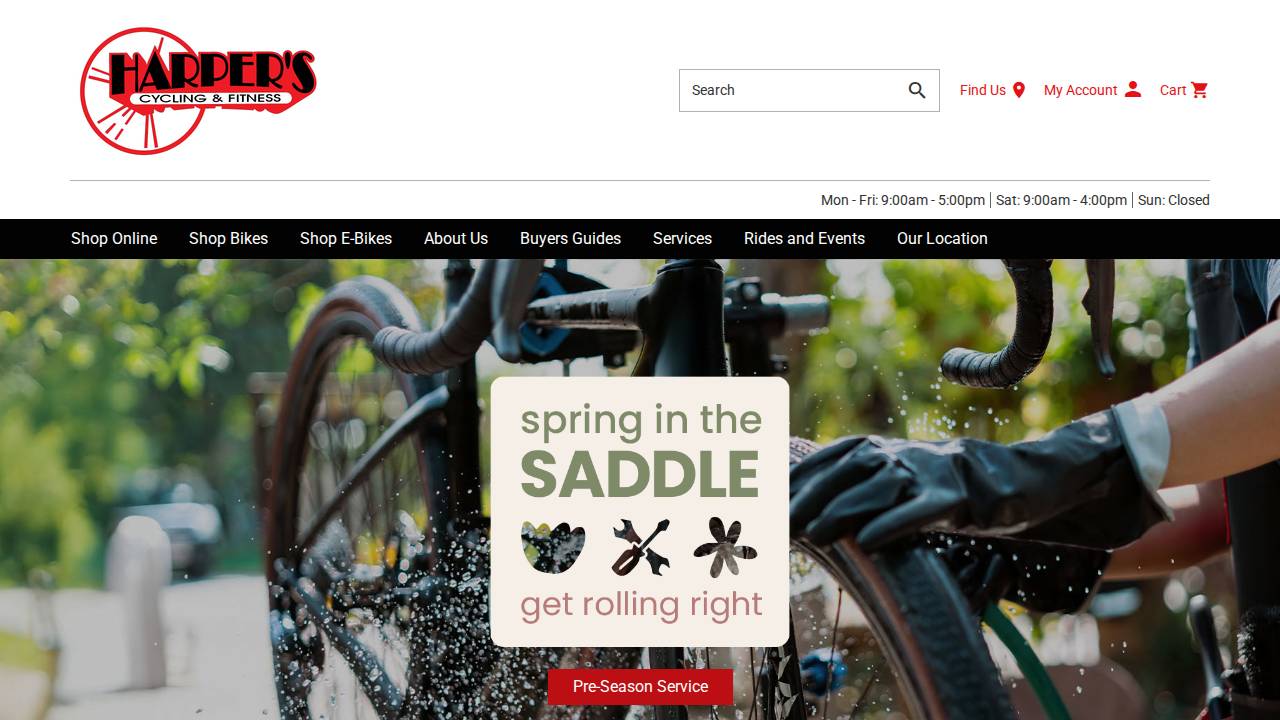 Harper's Cycling & Fitness, Harper's Schwinn Cyclery INC website screenshot