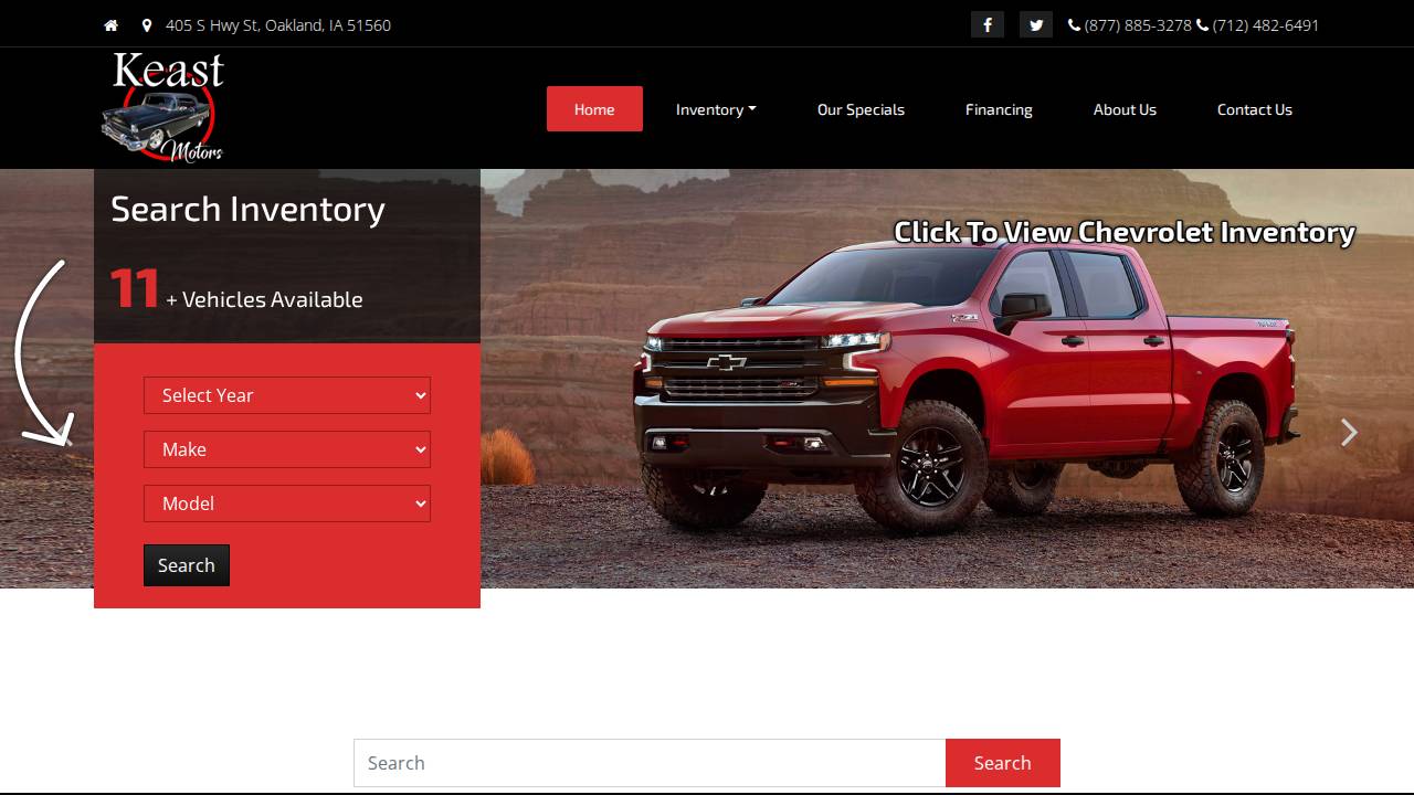 Keast Motors Inc, Keast Chevrolet website screenshot