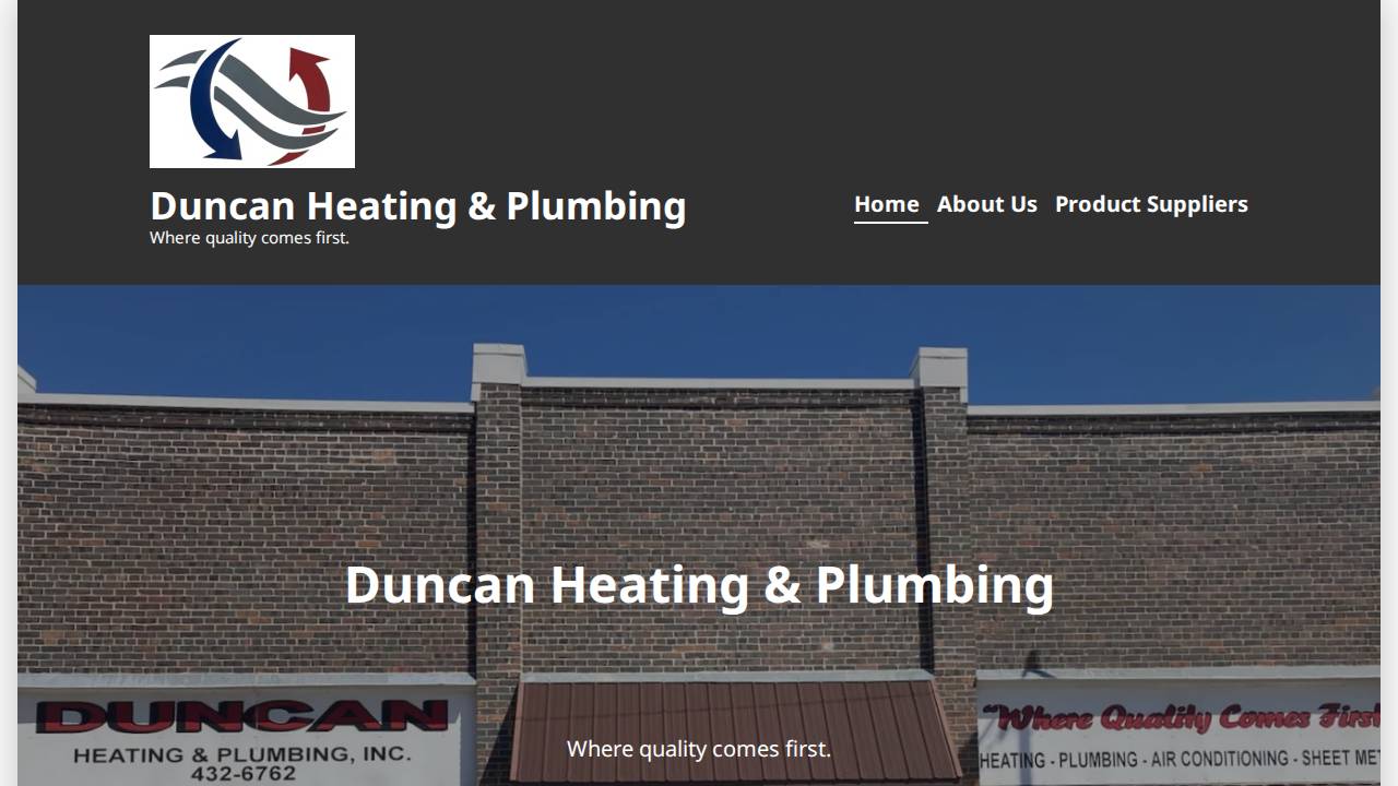 Duncan Heating & Plumbing website screenshot
