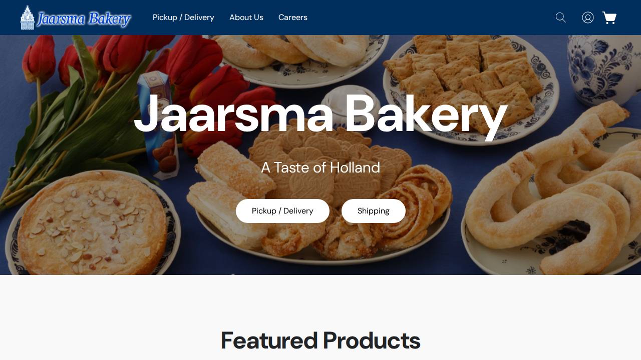 Jaarsma Bakery INC website screenshot