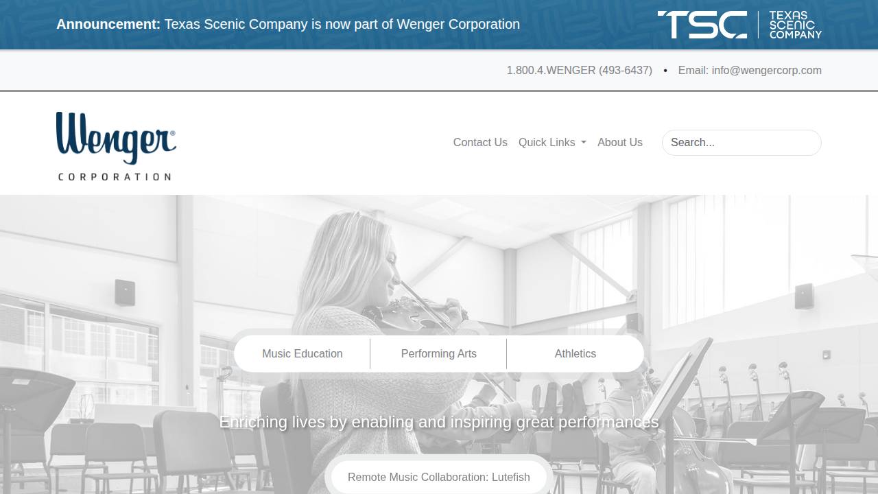 Wenger Corporation website screenshot