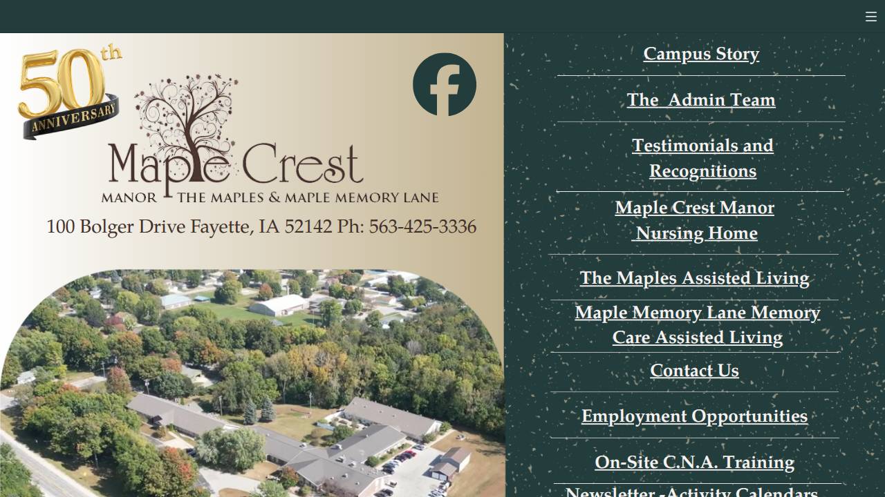 Colonial Manors OF Fayette Inc, Maple Crest Manor website screenshot