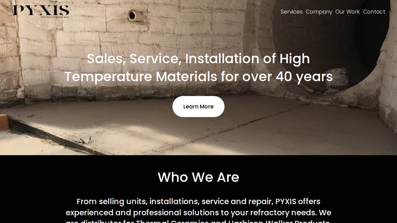 Pyxis Refractories INC website screenshot
