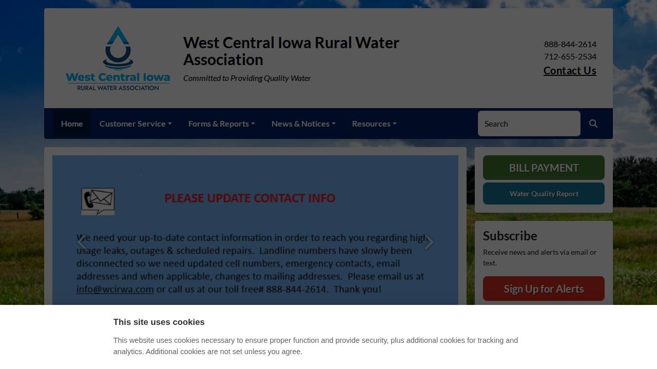 West Central IA Rural Water AS website screenshot