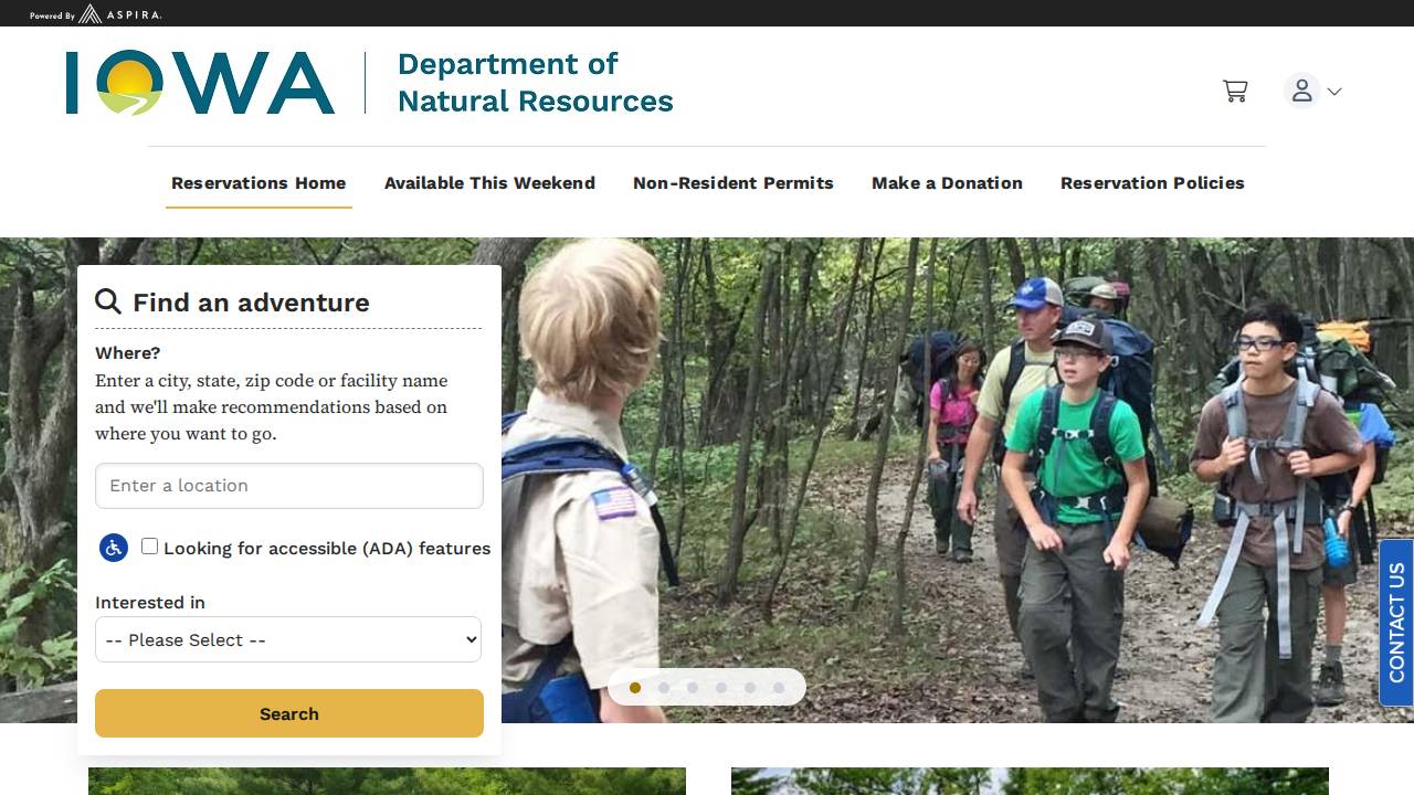 Iowa Dept OF Natural Resources, Stephens State Forest website screenshot